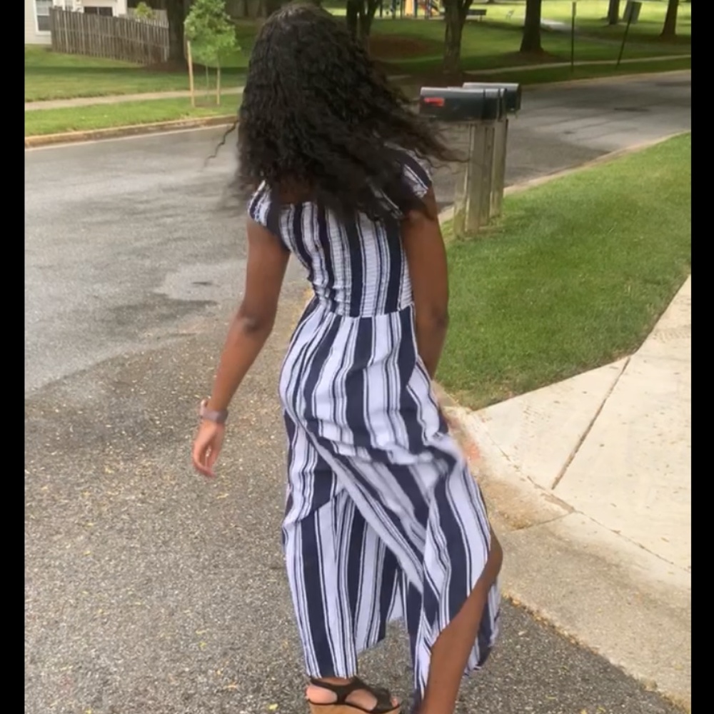 Slitted Striped Jumpsuit